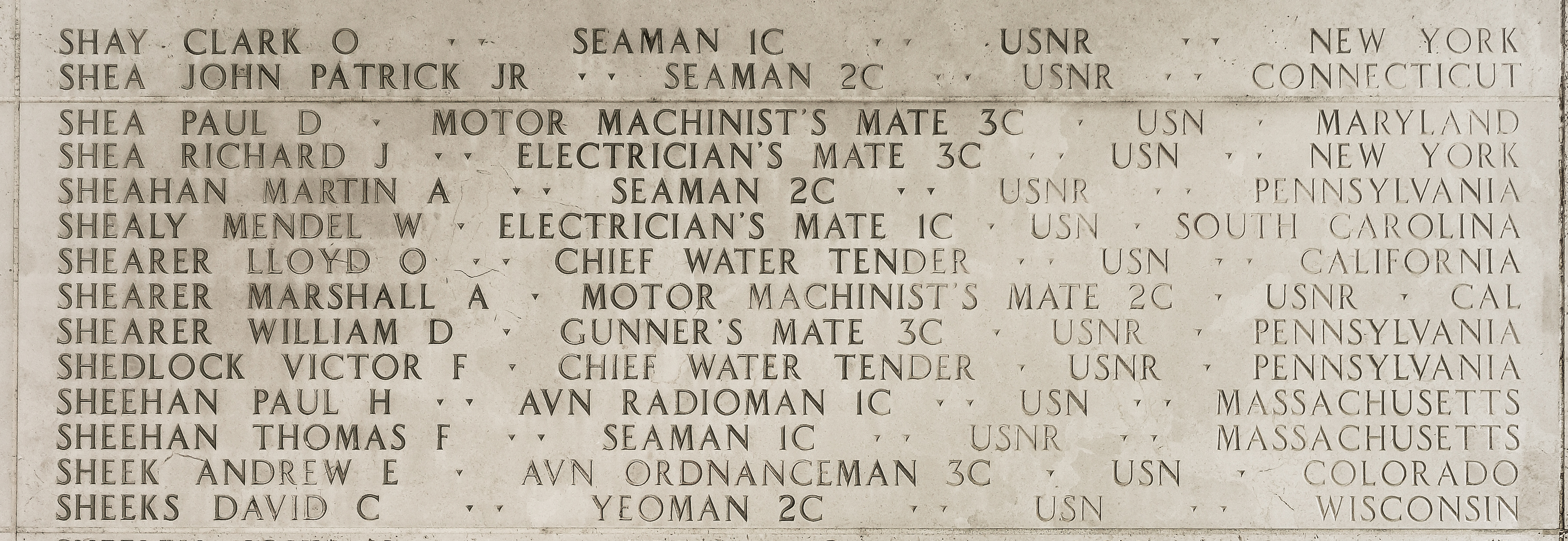 David C. Sheeks, Yeoman Second Class